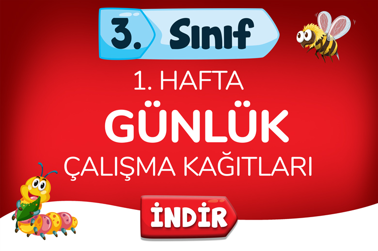 3 sinif gunluk odevler 1 hafta ogretmen evde